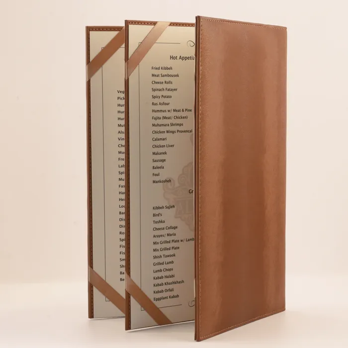Experience luxury with our leather-look luxury menu cards, designed to impress guests and elevate your brand with a rich, premium, and stylish presentation.